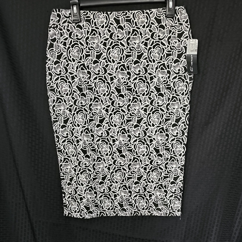 Soho Apparel Black and White Floral Pencil Skirt